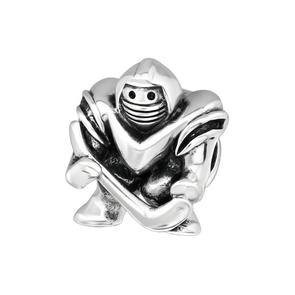 Sterling Silver Hockey Charm Bead - Sports Enthusiast Gift - Picture 1 of 1